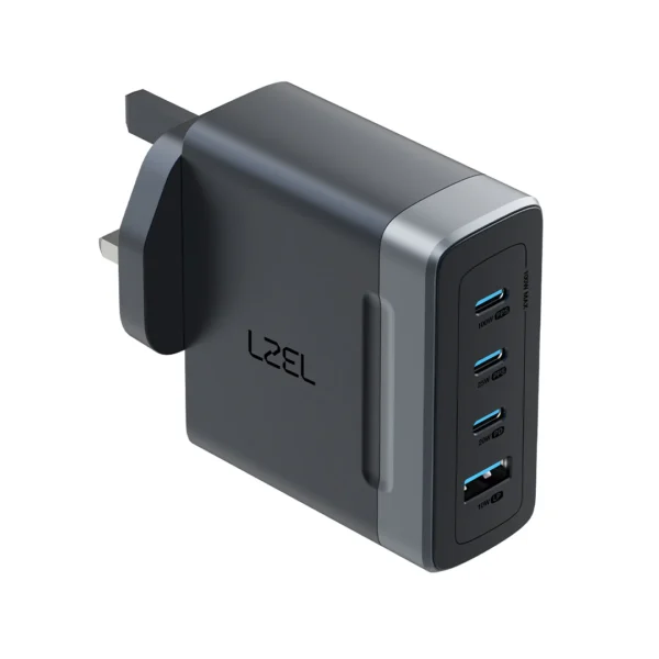 Lzel Voltixstation 100W 4 Port Gan Wall Fast Charger Black