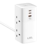 Lzel Zenith Power Hub 70W Gan Tower Extension Power Socket White