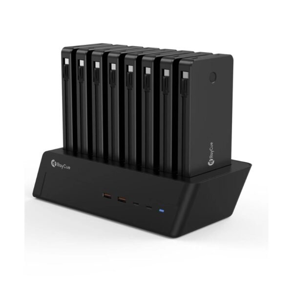 Raycue BoostDock 8 in 1 Charging Station Combo with 8*10000mAh PD20W Power Bank-UK - Black