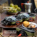 Naturehike Double Burner Folding Gas Stove - Army Green - Image 3