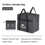 Naturehike Outdoor Storage Bag - Dark Gray (45L) - Image 2