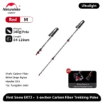 Naturehike ST10 Ultra Light Carbon Fiber Lock Trekking Pole - Fiery Red (54-120CM) - Image 3