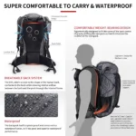 Naturehike Rock Hiking Backpack - Black (60L+5L) - Image 6