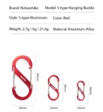 Naturehike S Type Aluminum Alloy Hook - Red 2PCs (Medium) - Image 2