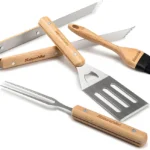 Naturehike Four-Piece Barbecue Tool Set - Wood + Stainless Steel