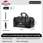 Naturehike Xinglv Waterproof Travel Bag - Black (60L) - Image 2