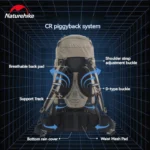 ⁦Naturehike Mountaineering Bag - Antler Brown (70+5L)⁩ - الصورة ⁦3⁩