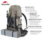 ⁦Naturehike Mountaineering Bag - Antler Brown (70+5L)⁩ - الصورة ⁦4⁩