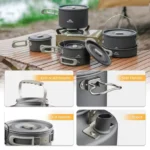 Naturehike Wild Trekkin Aluminium Alloy Pot Set - Dark Grey (4pcs) - Image 3