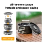 Naturehike Wild Trekkin Aluminium Alloy Pot Set - Dark Grey (4pcs) - Image 5