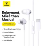 (TS) Baseus Encok CZ11 Wired Earphones - Moon White - Image 5