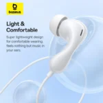 (TS) Baseus Encok CZ20 Wired Earphones - Moon White - Image 5