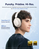Baseus Bass BH1 NC Wireless Noise Cancelling Headphones - Starlight Off-White - Image 7