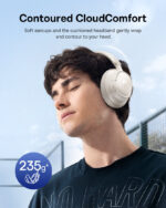 Baseus Bass BH1 NC Wireless Noise Cancelling Headphones - Starlight Off-White - Image 6