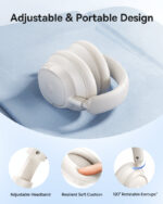 Baseus Bass BH1 NC Wireless Noise Cancelling Headphones - Starlight Off-White - Image 4