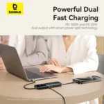 Baseus Dual Fast Charging 6-in-1 HUB - Cosmic Black - Image 9