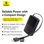 Baseus EnerFill FC51 Bipow2 Pro Digital Display Power Bank with Built-in Cable 20000mAh 22.5W - Cosmic Black - Image 9