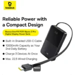 Baseus EnerFill FC51 Bipow2 Pro Digital Display Power Bank with Built-in Cable 30000mAh 22.5W - Cosmic Black - Image 3