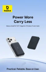 (TS) Baseus EnerFill FM11 Magnetic Wirless 15W Power Bank with Built-in USB-C Cable 10000mAh 30W - Cosmic Black - Image 3