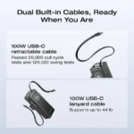 EcoFlow RAPID Power Bank (25,000mAh, 170W, 100W Built-In and Retractable Cables) - Black - Image 8