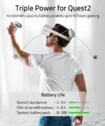 Syntech VR Elite Strap with Battery Pack Compatible with Meta/Oculus Quest 2 - White - Image 10
