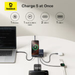 (TS) Baseus Nomos Qi2 5-in-1 Desktop Charger 140W - Cosmic Black - Image 5