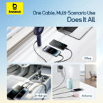 Baseus Ultra-Fast One-for-Three Fast Charging Cable USB-A to M+L+C 1.3m - Cosmic Black - Image 4