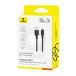 ⁦Baseus Silky Fast Charging Cable USB-A to USB-C 2m - Cluster Black⁩ - الصورة ⁦5⁩
