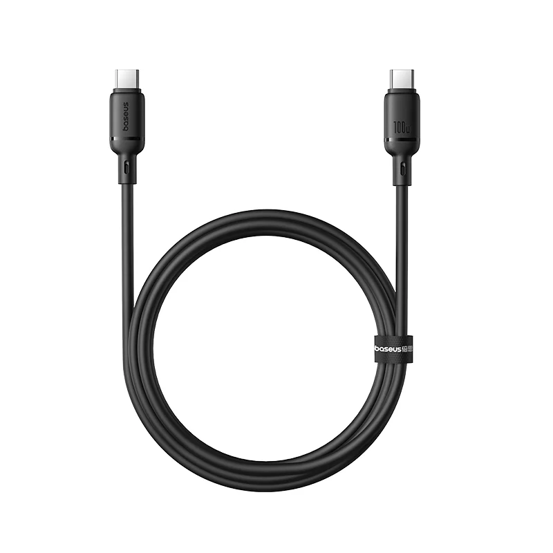 P10377704113-00 (TS) Baseus Silky Fast Charging Cable USB-C to USB-C 100W 1m - Cluster Black - Image 1