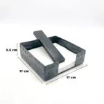Elegant Square Tissue Holder with Wooden Handle - Image 2