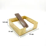 Elegant Square Tissue Holder with Wooden Handle - Image 3