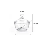 Glass Sugar Bowl with Spoon – 12 cm Elegant Storage Jar - Image 2