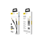 ASPOR A230 AUX 3.5MM Cable Nylon Line+ Metal Case 1M - Black, USB - Image 2