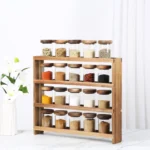 Wooden Spice Rack Stand – 4-Tier with 24 Glass Jars - Image 3