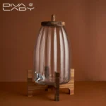 Glass Juice Dispenser with Wooden Base & Tap – Multiple Sizes