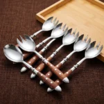 2-Piece Serving Utensils Set – Elegant Stainless Steel with Wooden Handles - Image 3