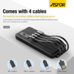 Aspor A300PD 10000mAh 22.5W Power Bank with Built-in Charging Cables - Image 2