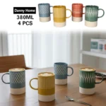 Printed Porcelain Coffee Mugs Set – 380ml Modern Cups - Image 4