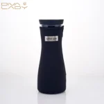 1L Clear Glass Juice Pitcher with Stainless Steel Lid & Black Fabric Cover