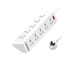 LDNIO Power Strip 20W PD Fast Charging, 10 Outlets, USB-C & USB, 2M Cable – White - Image 2