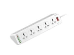 LDNIO Power Strip 20W PD Fast Charging, 10 Outlets, USB-C & USB, 2M Cable – White