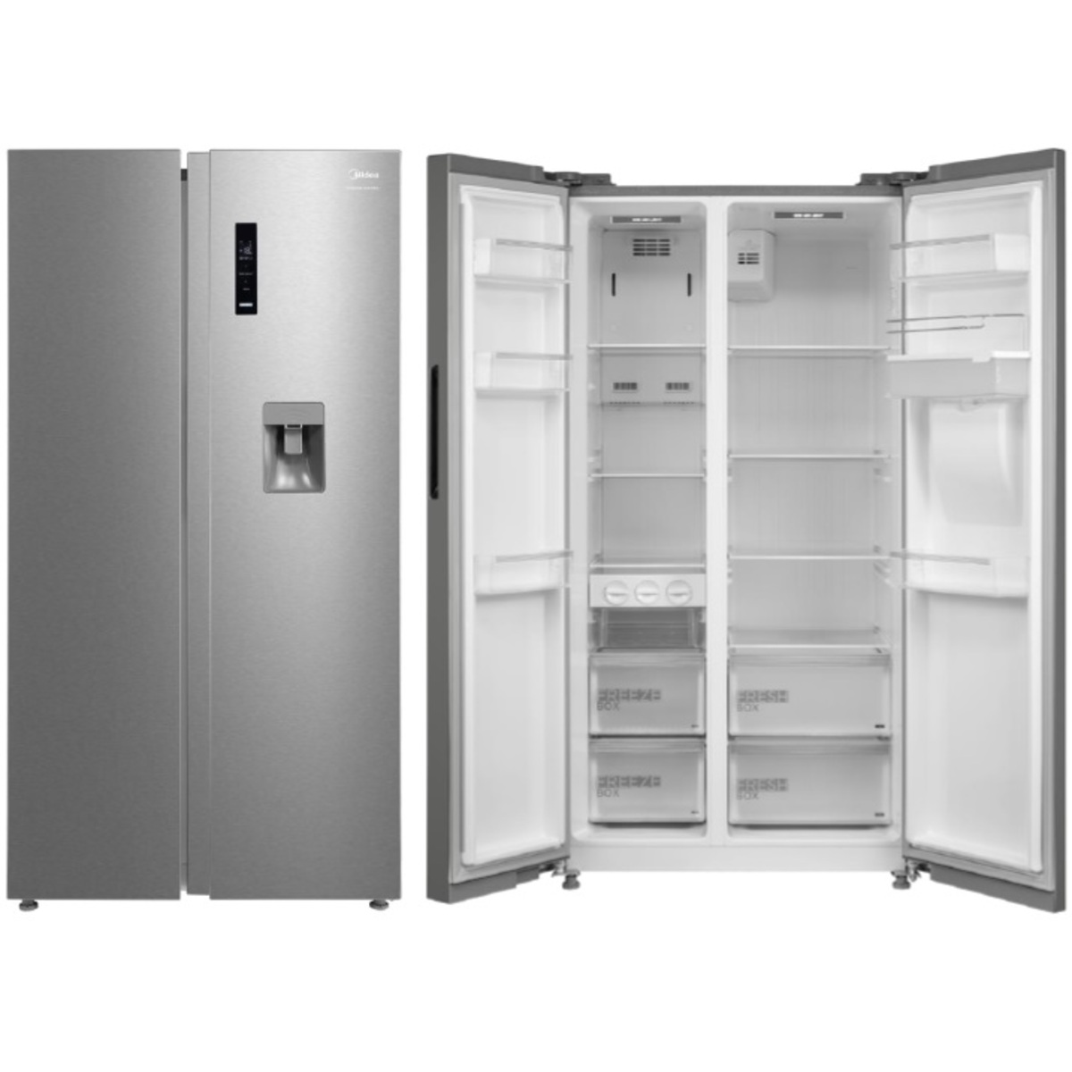 1200Wx1200H-MDRS704FIE02AE.jpg Midea Side by Side Refrigerator 513 Liters 18.12 CFT, Stainless Steel - Image 1