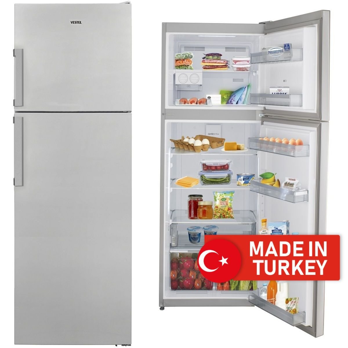 1200Wx1200H-RM460TF3M-L-VG-1.jpg Vestel Top Mount Freezer Refrigerator 310 Liters 16 CFT, Inox? - Image 1
