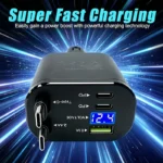 120W Fast Car Charger – Dual Retractable USB-C Cables & Digital Display