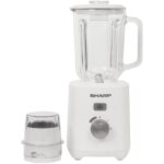 Sharp Glass Blender with 1 Mill 600 Watts 1.5 Liters, White - EM-TK61-W3