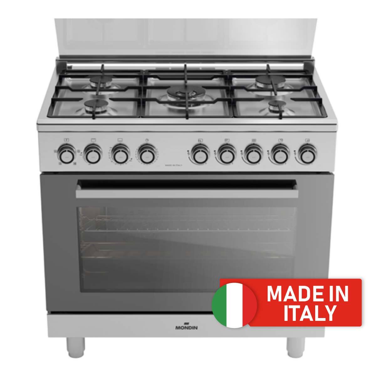 1200Wx1200H-MOFS96GGXM-1 Mondin Gas Cooker 90x60cm 5 Burners - MOFS96GGXM - Image 1