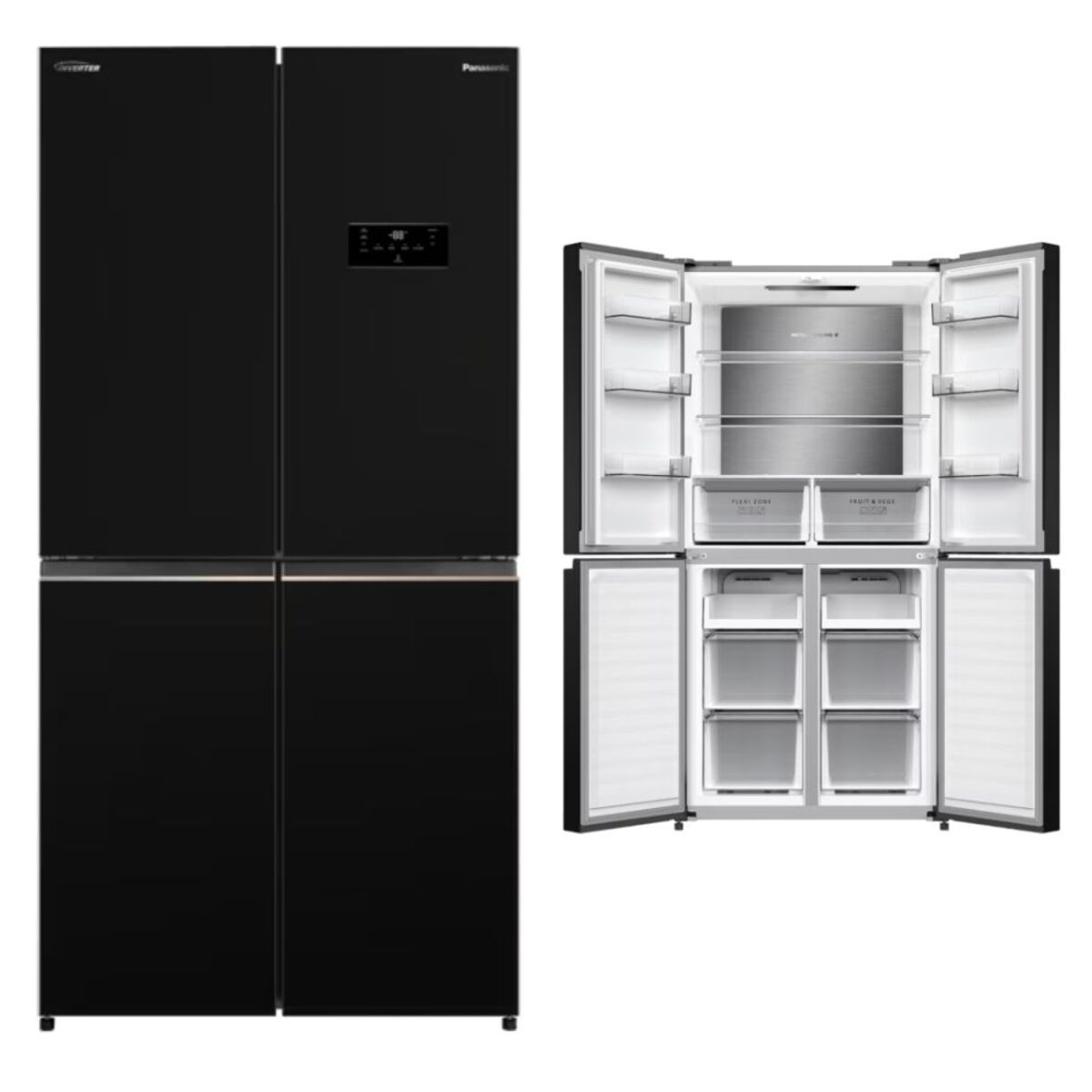 1200Wx1200H-NR-DC60MSSKW-10 Panasonic 4 Door French Door Refrigerator 446 Liters 15.8 CFT, Black - NR-DC60MSSKW - Image 1