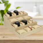 12-Slot Watch Display & Storage Box with Mesh Cushions