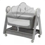Mobile Wooden Baby Crib with Wheels