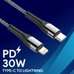 LDNIO Fast Charging Data Cable - 30W / 2 Meter C to Lightning - Black - Image 4
